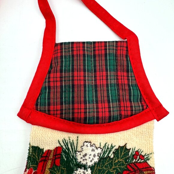 Vtg Cecil Saydah Christmas Partridge Kitchen Towels W/ Red Plaid Trim Set Of 2 - Picture 8 of 12